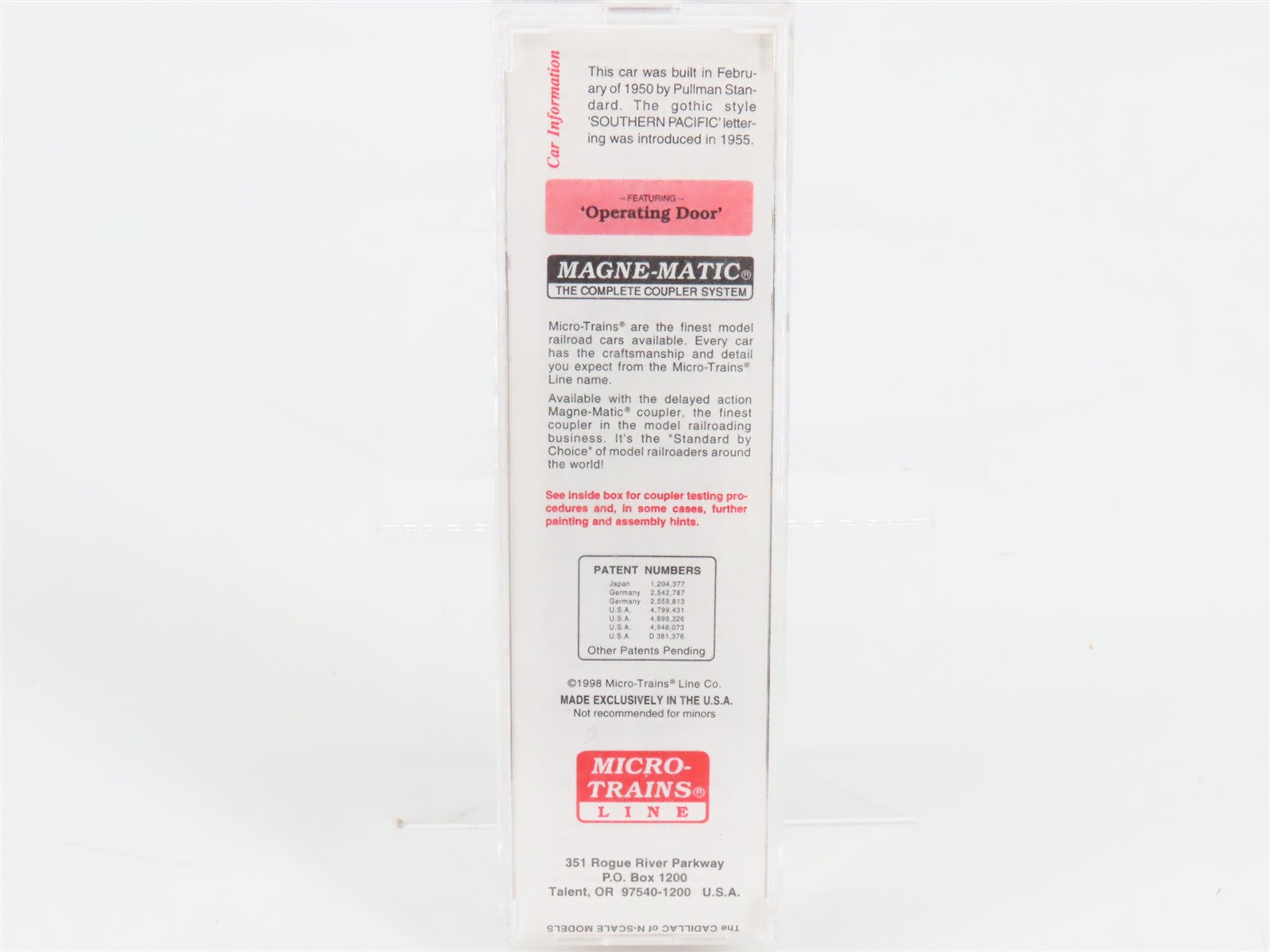 N Scale Micro-Trains 20080 SP Southern Pacific 40' Box Car 105045 RTR