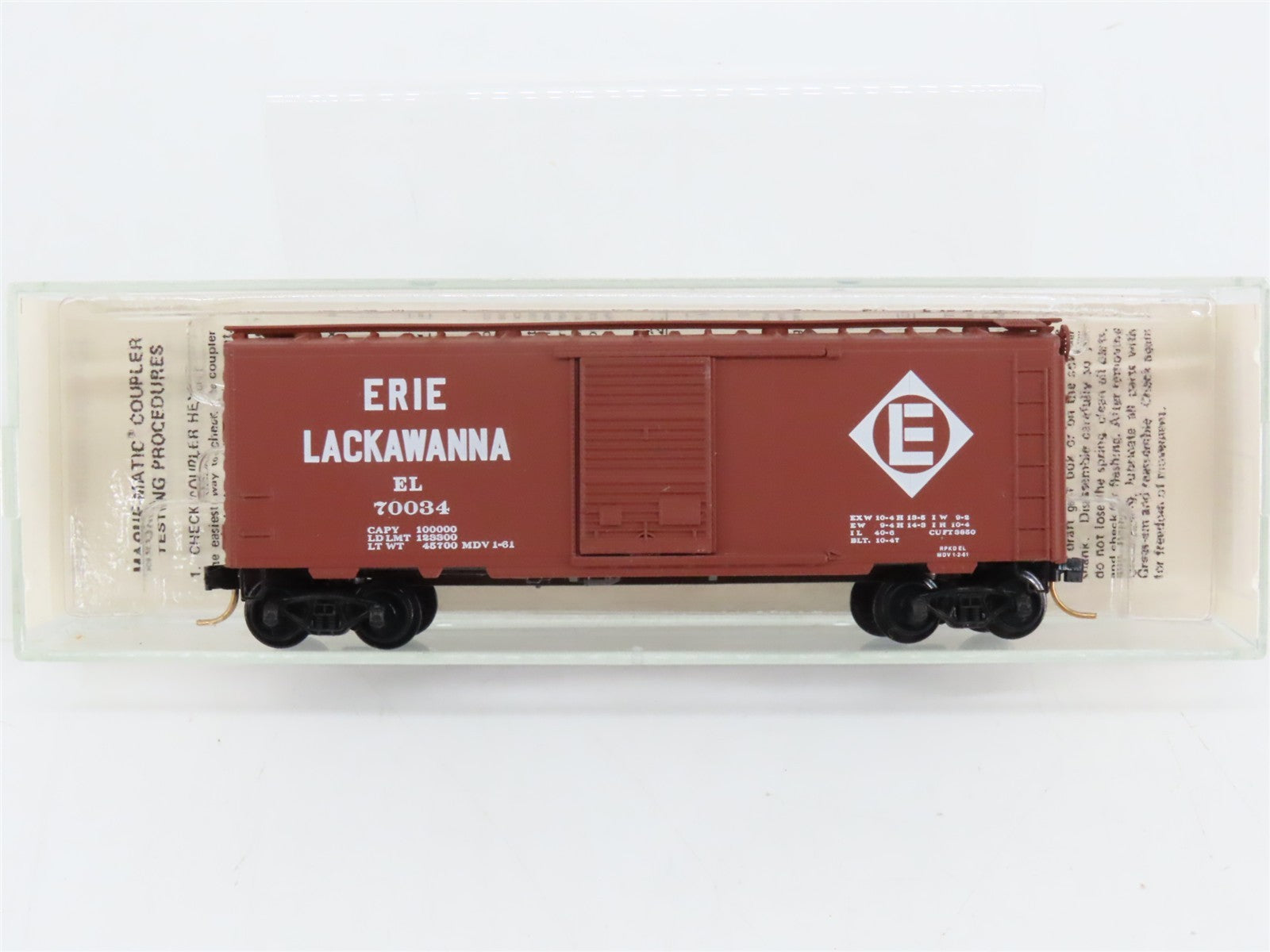 N Scale Kadee Micro-Trains MTL Special Run EL Erie Lackawanna 40' Box Car 70034