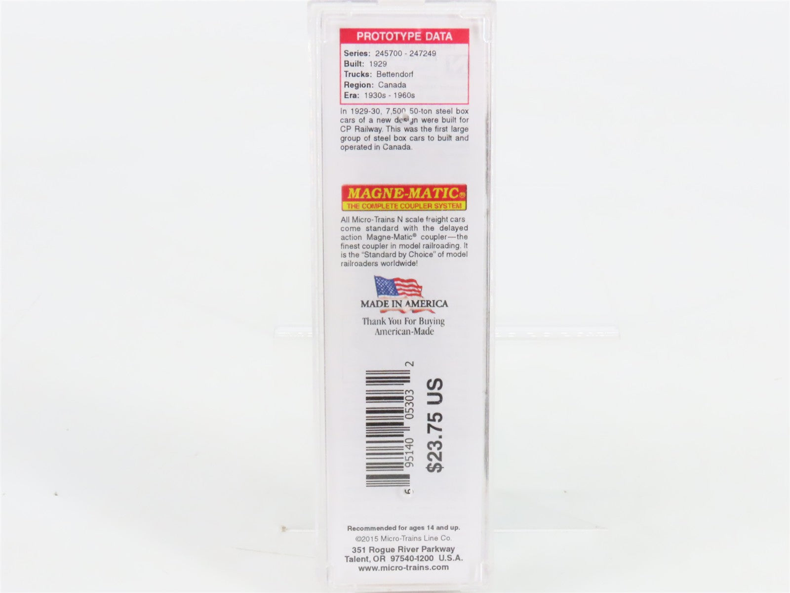 N Scale Micro-Trains 12000051 CP Canadian Pacific 40' Box Car 246805 RTR