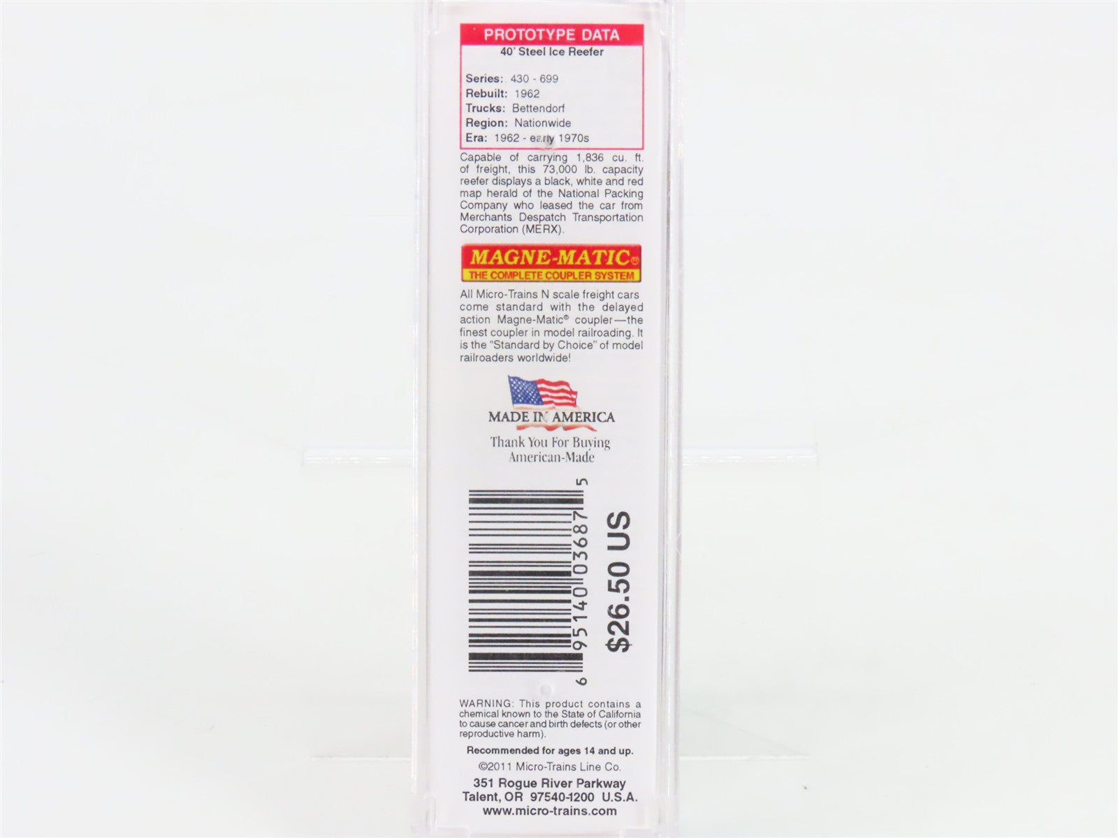 N Scale Micro-Trains 05900161 MERX National Packing Co. 40' Steel Ice Reefer 455