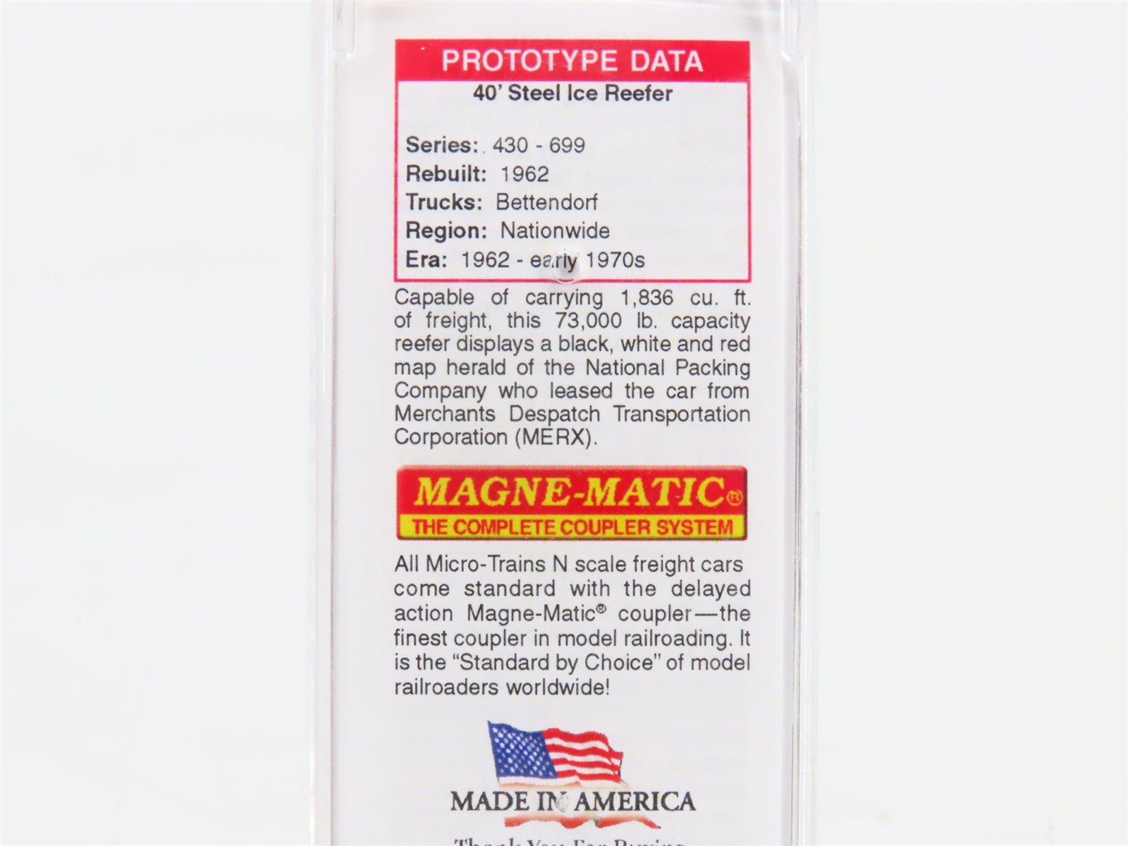 N Scale Micro-Trains 05900161 MERX National Packing Co. 40' Steel Ice Reefer 455