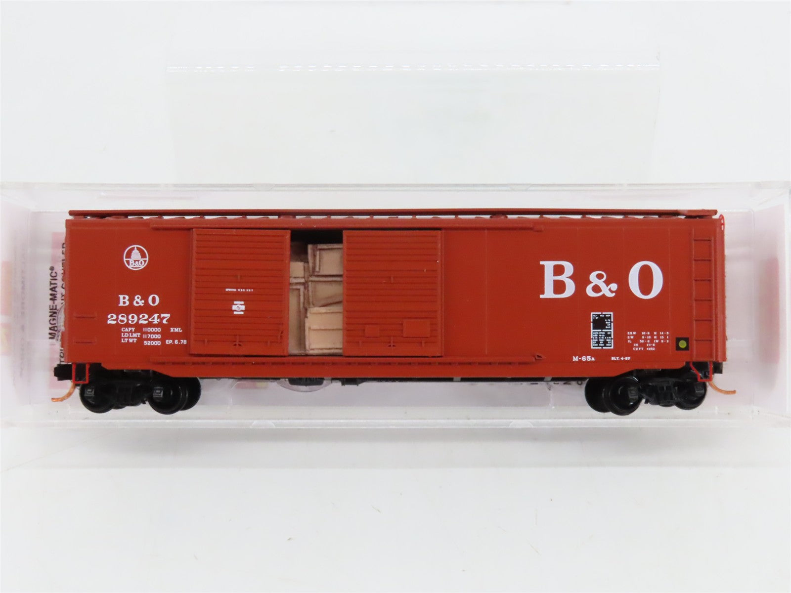 N Micro-Trains MTL 03400380 B&O Baltimore & Ohio 50' Box Car #289247 w/ Load