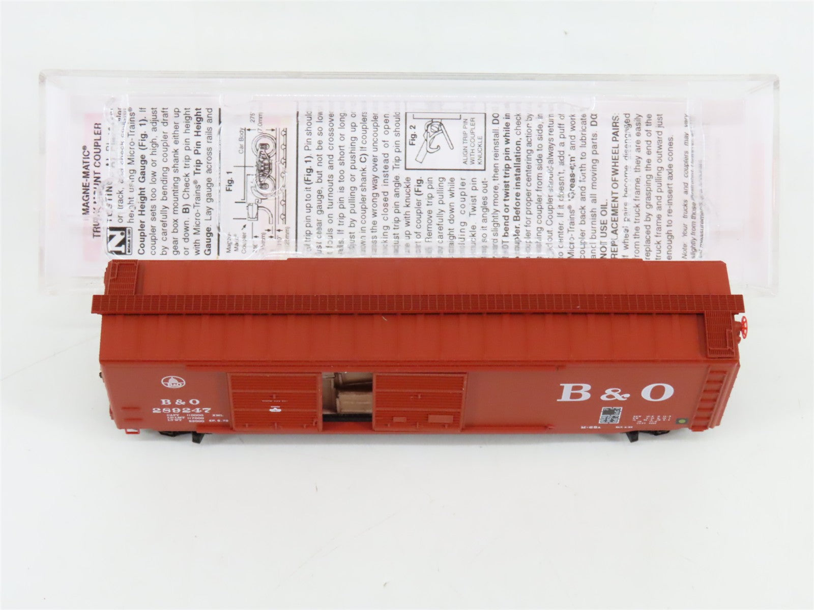 N Micro-Trains MTL 03400380 B&O Baltimore & Ohio 50' Box Car #289247 w/ Load