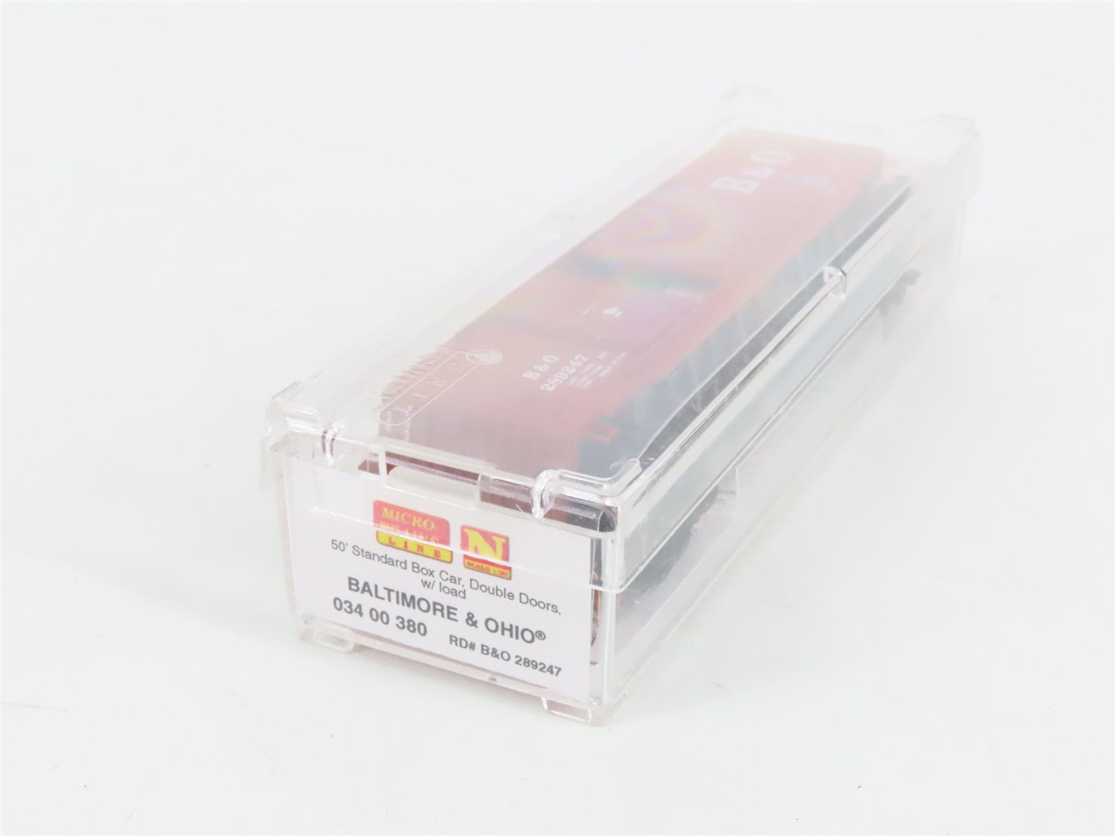N Micro-Trains MTL 03400380 B&O Baltimore & Ohio 50' Box Car #289247 w/ Load