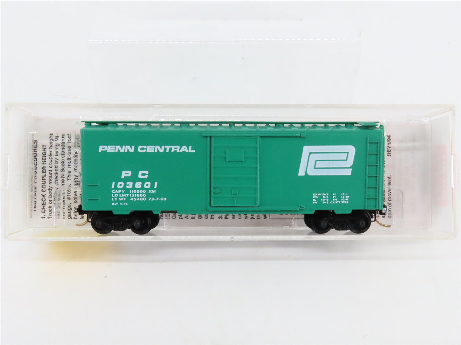 N Scale Micro-Trains 20160 PC Penn Central 40' Box Car 103601 RTR