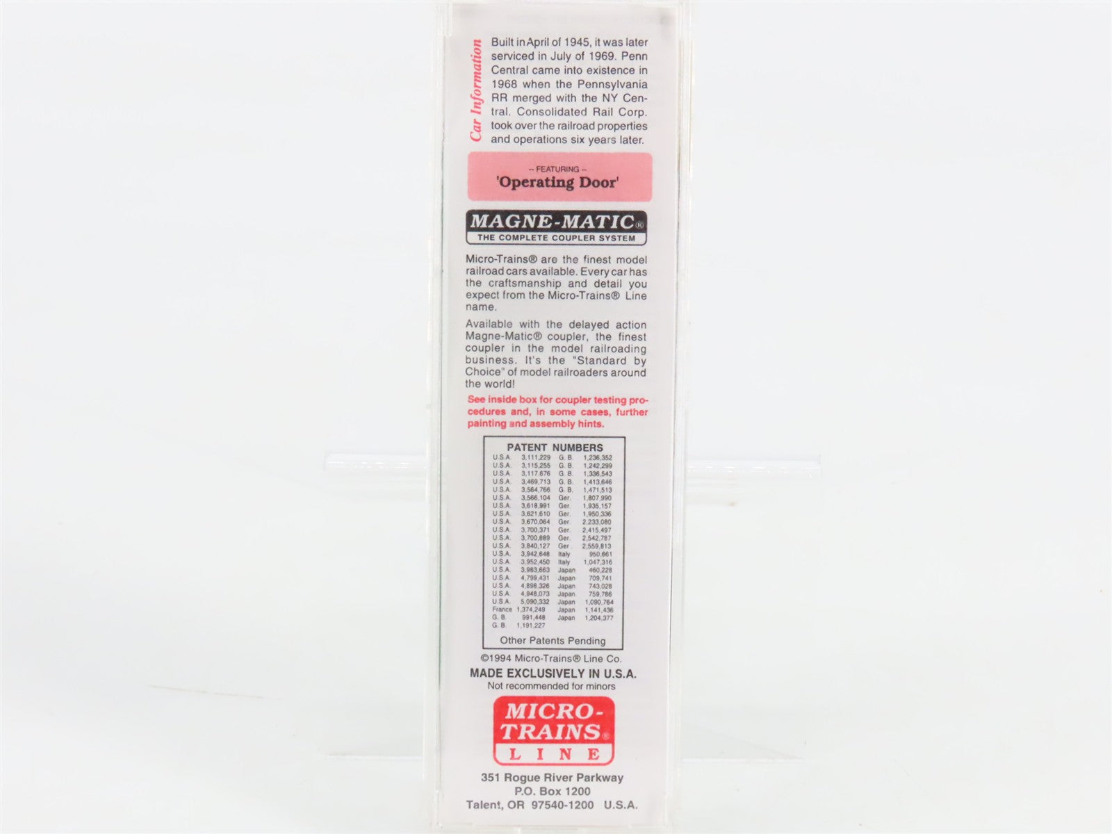 N Scale Micro-Trains 20160 PC Penn Central 40' Box Car 103601 RTR