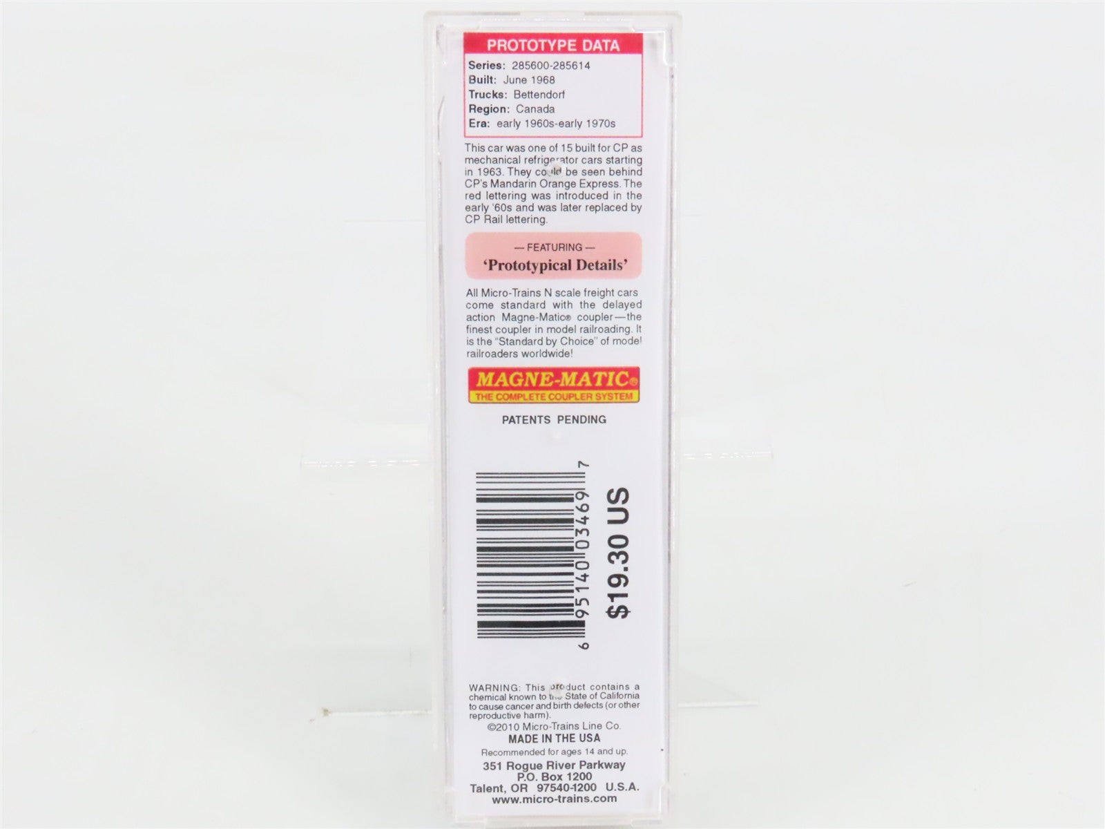 N Scale Micro-Trains MTL 07400040 CP Canadian Pacific 40' Box Car #285611