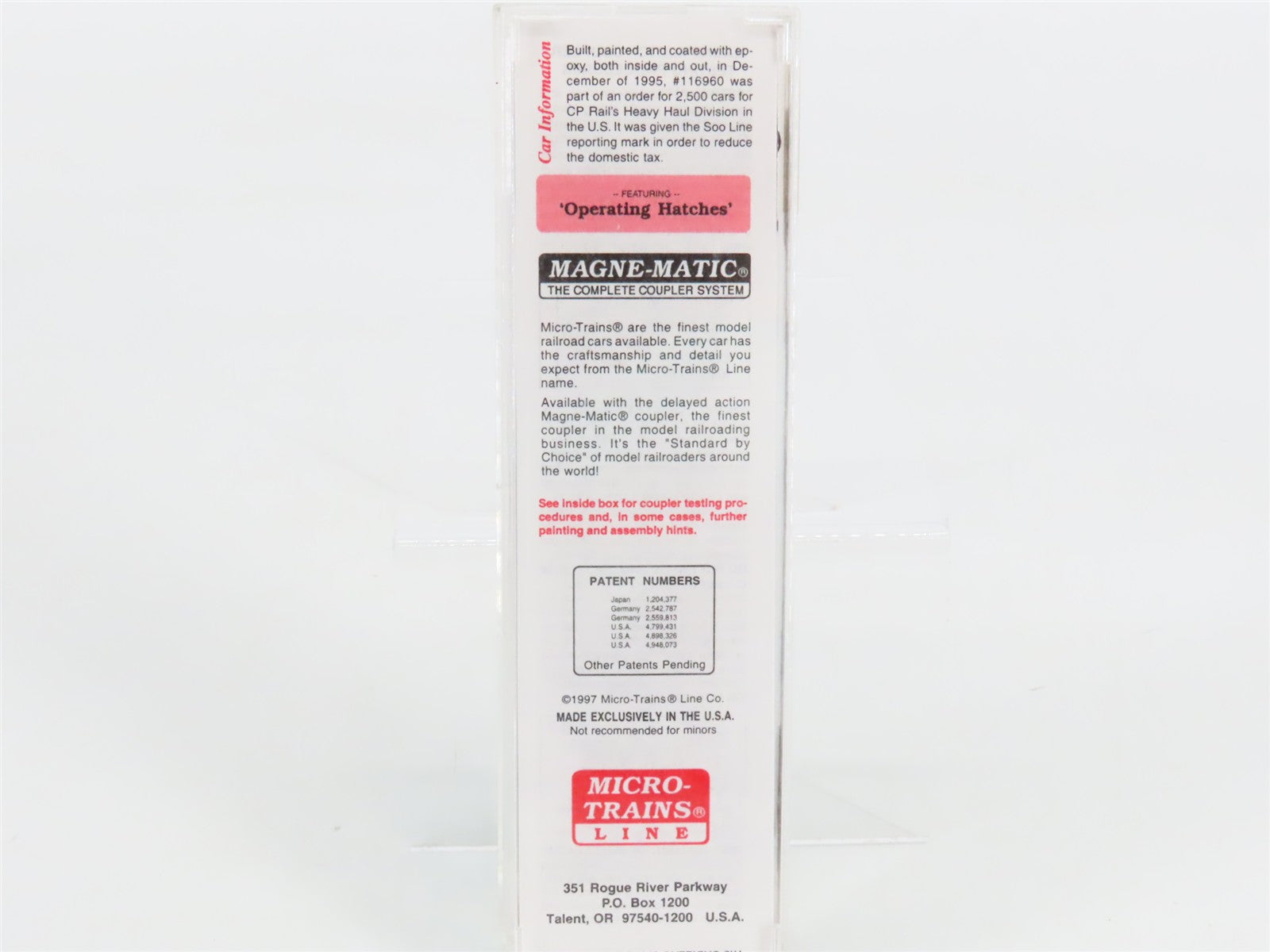 N Scale Micro-Trains MTL 94090 SOO CP Rail / SOO Line 3-Bay Hopper 116960 RTR