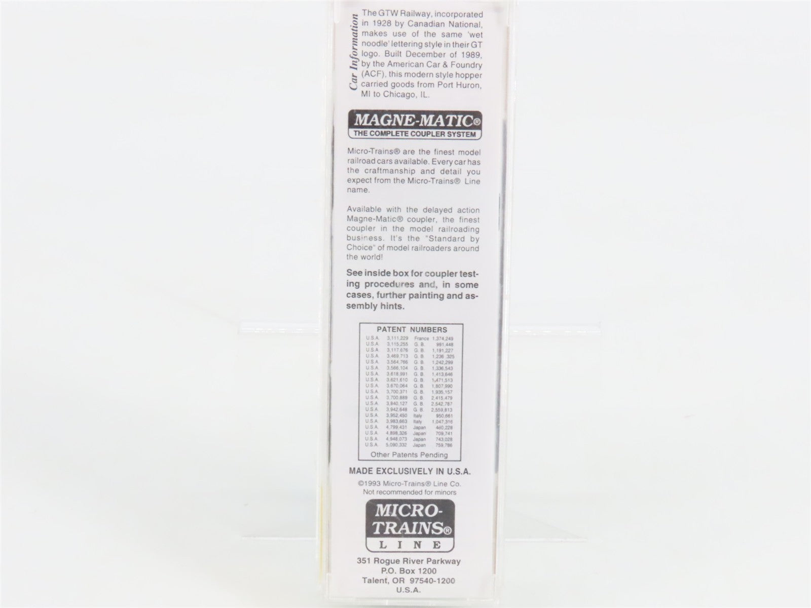 N Micro-Trains MTL 92010 GTW Grand Trunk Western 2-Bay Covered Hopper #315060