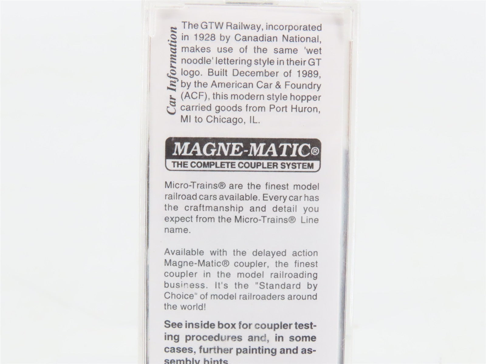 N Micro-Trains MTL 92010 GTW Grand Trunk Western 2-Bay Covered Hopper #315060