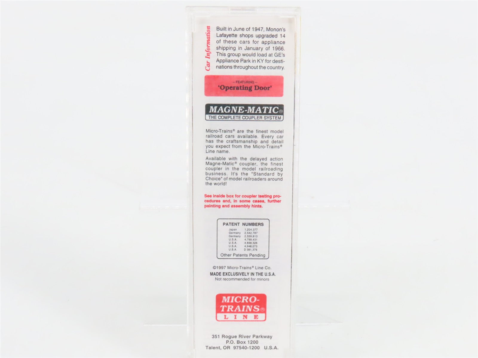 N Scale Micro-Trains 20770 MON Monon 40' Single Door Box Car 1238 RTR