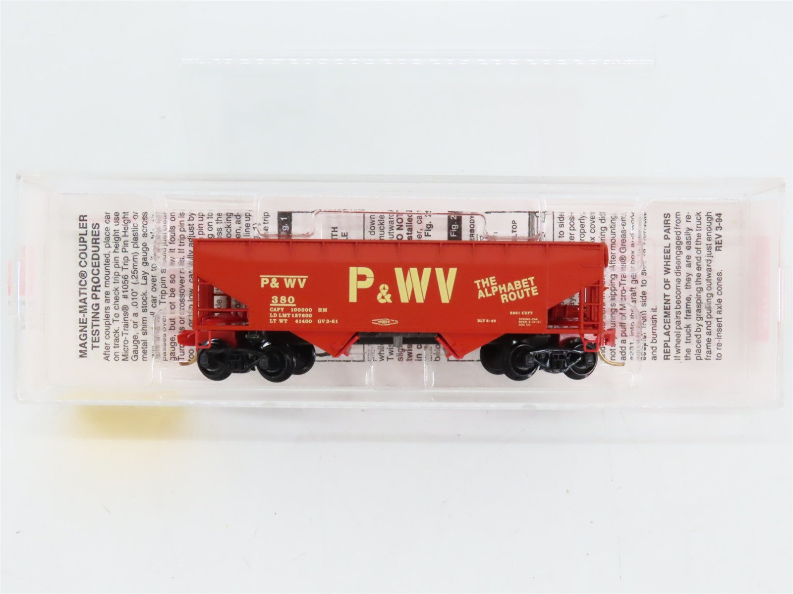 N Scale Micro-Trains MTL 55260 P&WV The Alphabet Route 2-Bay Open Hopper 380 RTR