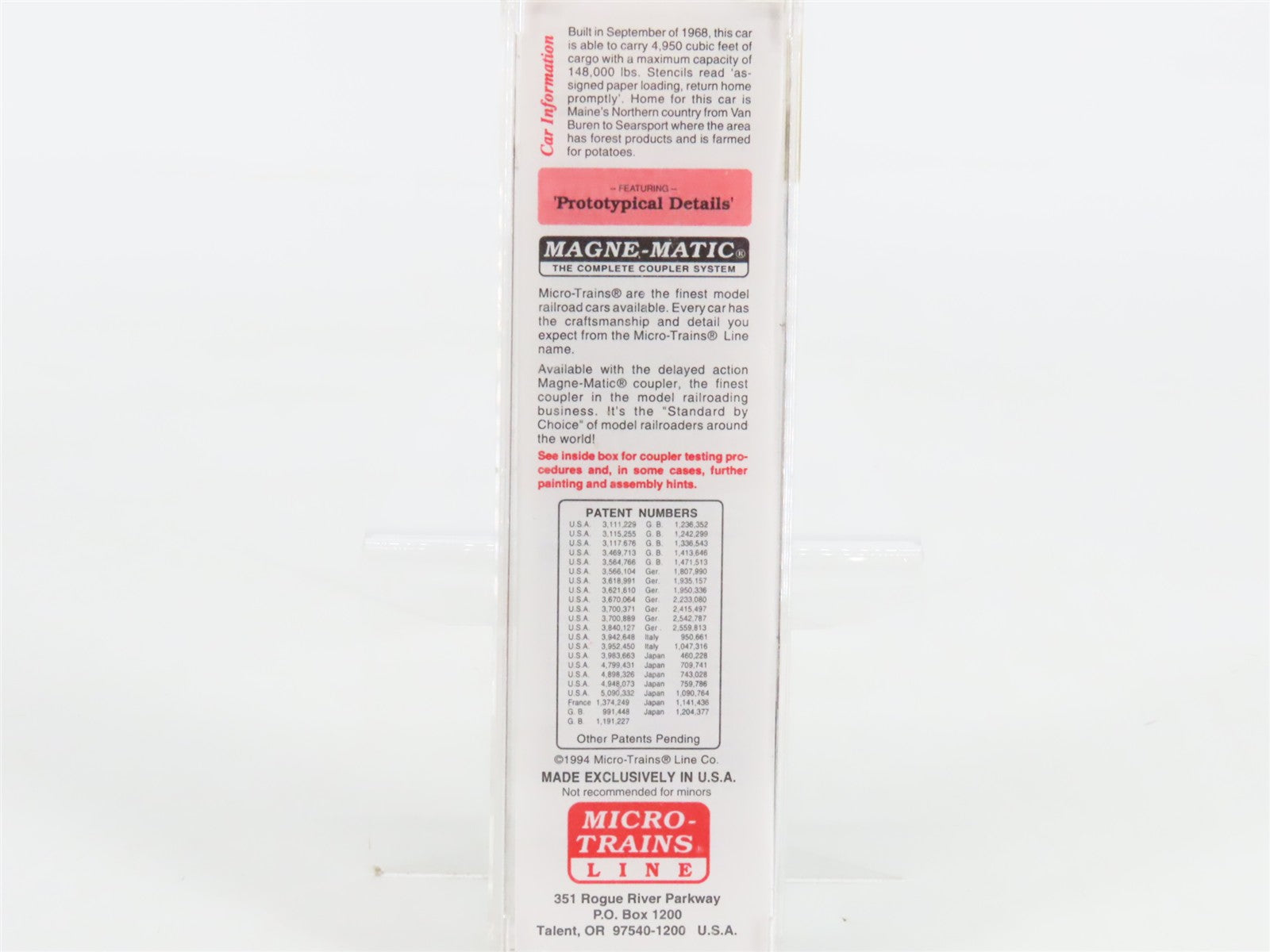 N Scale Micro-Trains 38140 BAR Bangor & Aroostook 50' Box Car 6630 RTR