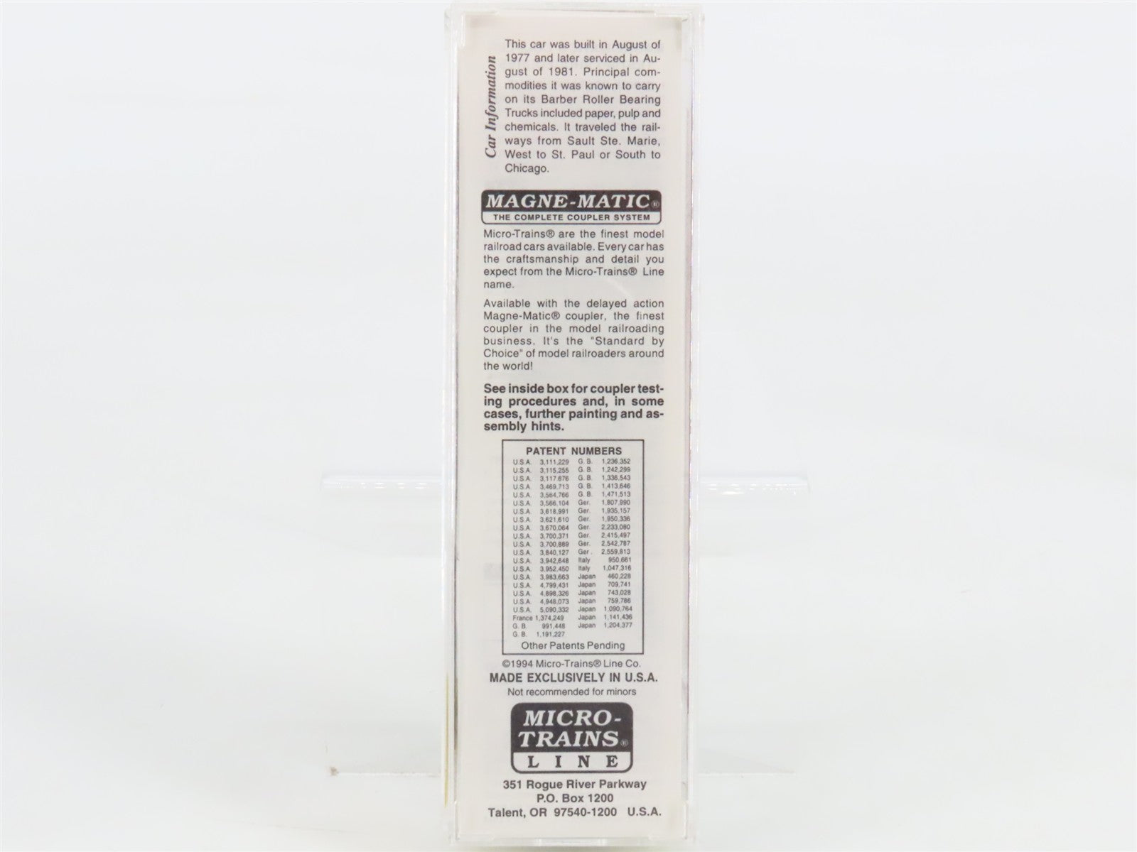 N Scale Micro-Trains 27200 WC Wisconsin Central 50' Box Car 27102 RTR