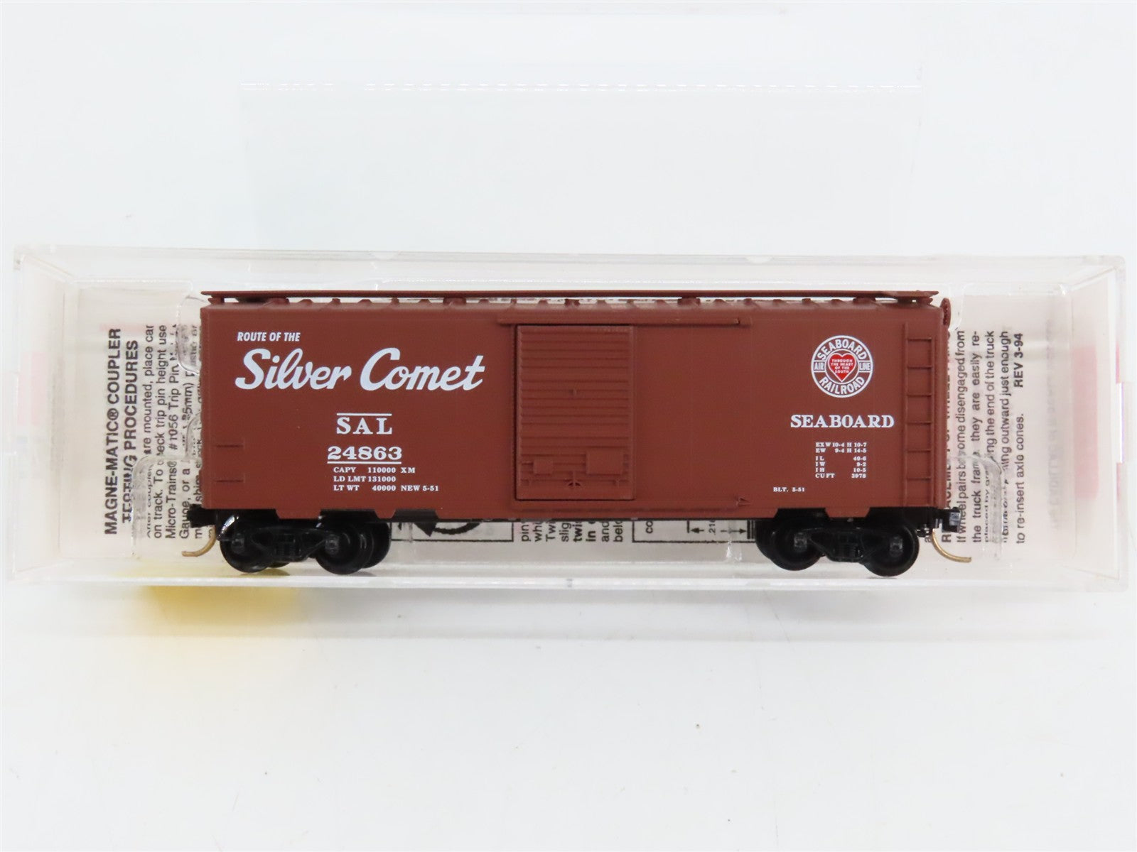 N Scale Micro-Trains 20660 SAL Seaboard 40' Box Car 24863 RTR
