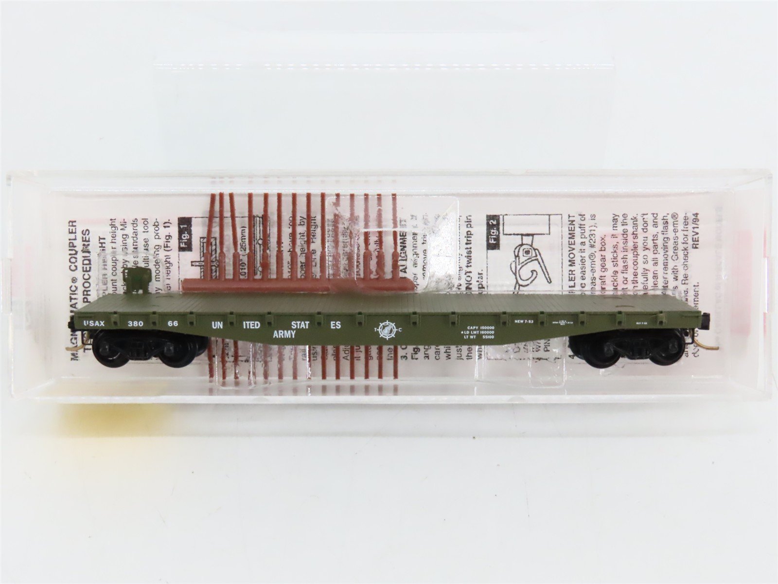 N Scale Micro-Trains 45180 USAX U.S. Army 50' Fishbelly Flat Car 38066 RTR