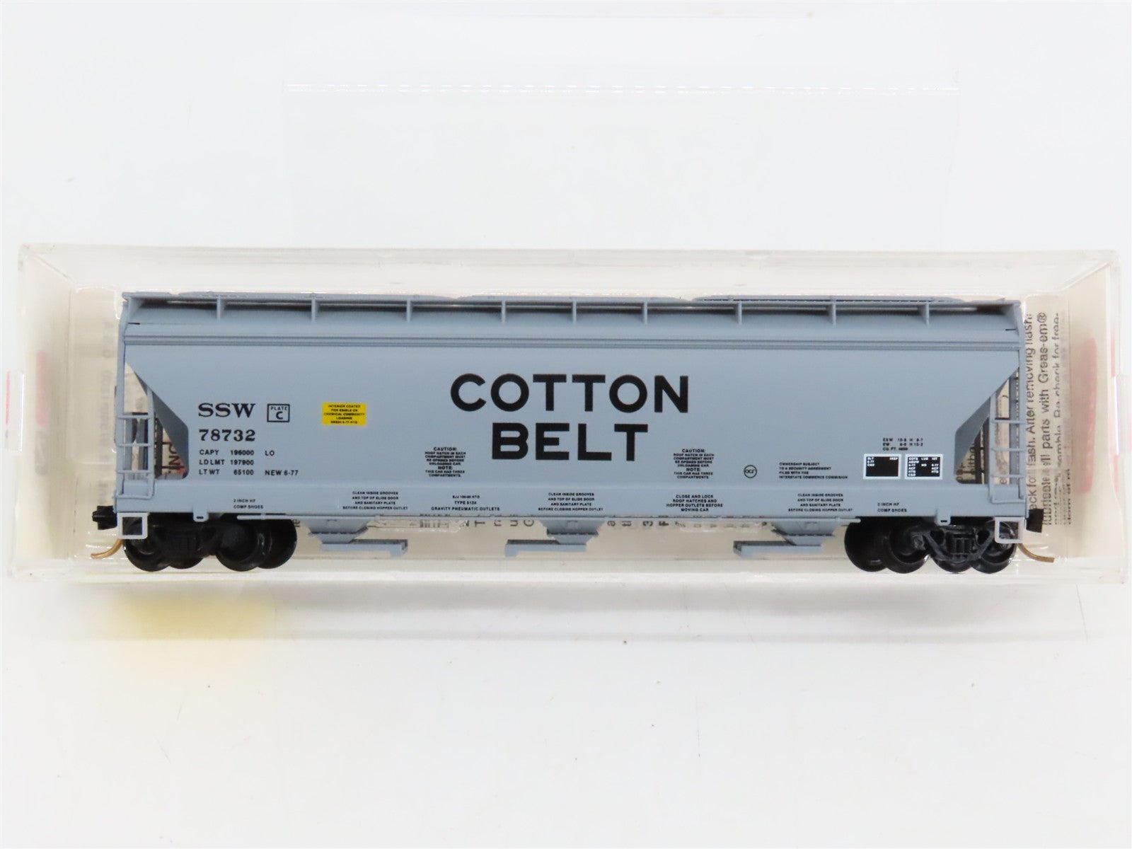 N Scale Micro-Trains MTL 94010 SSW Cotton Belt 3-Bay Covered Hopper 78732 RTR