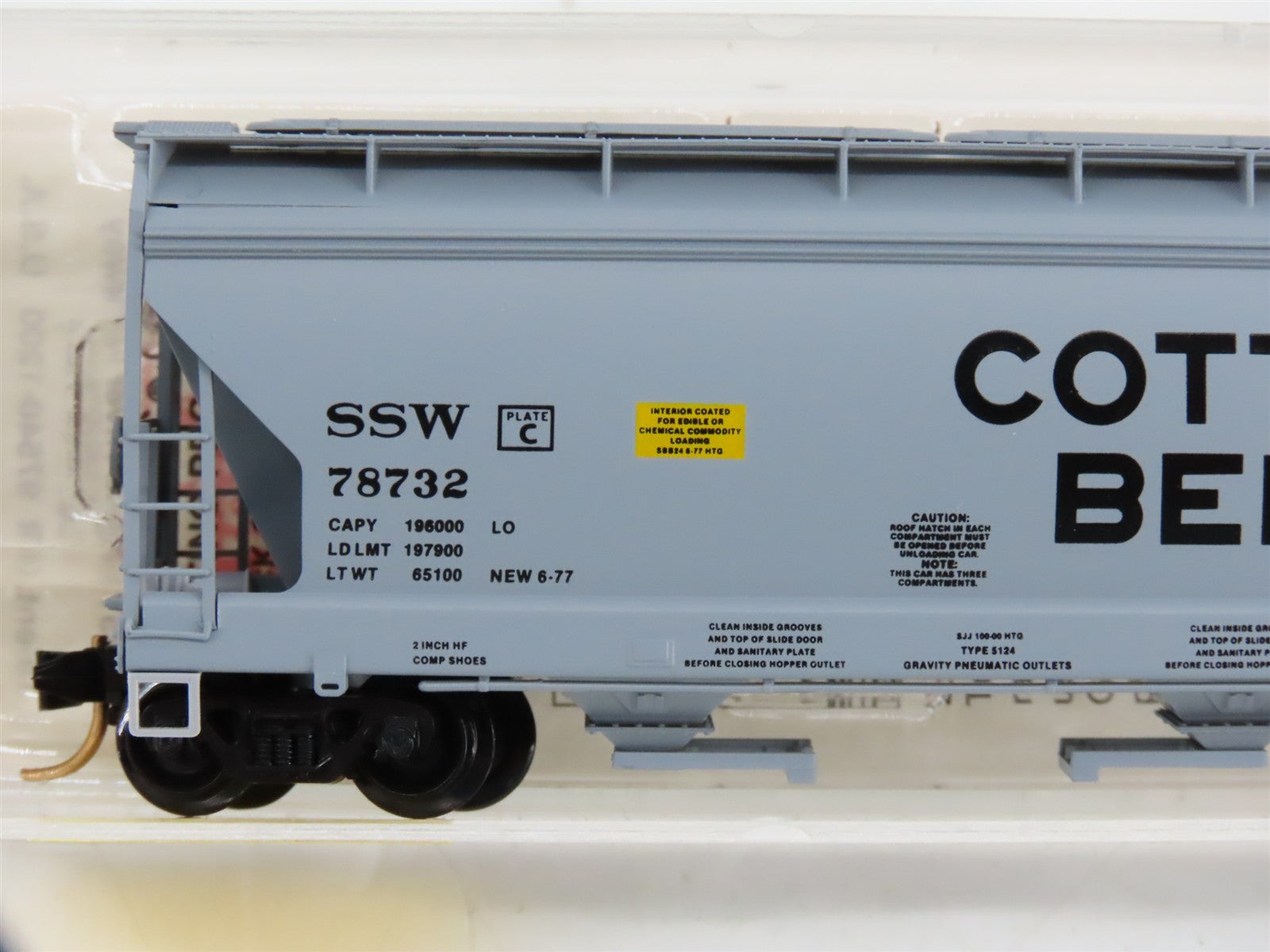 N Scale Micro-Trains MTL 94010 SSW Cotton Belt 3-Bay Covered Hopper 78732 RTR