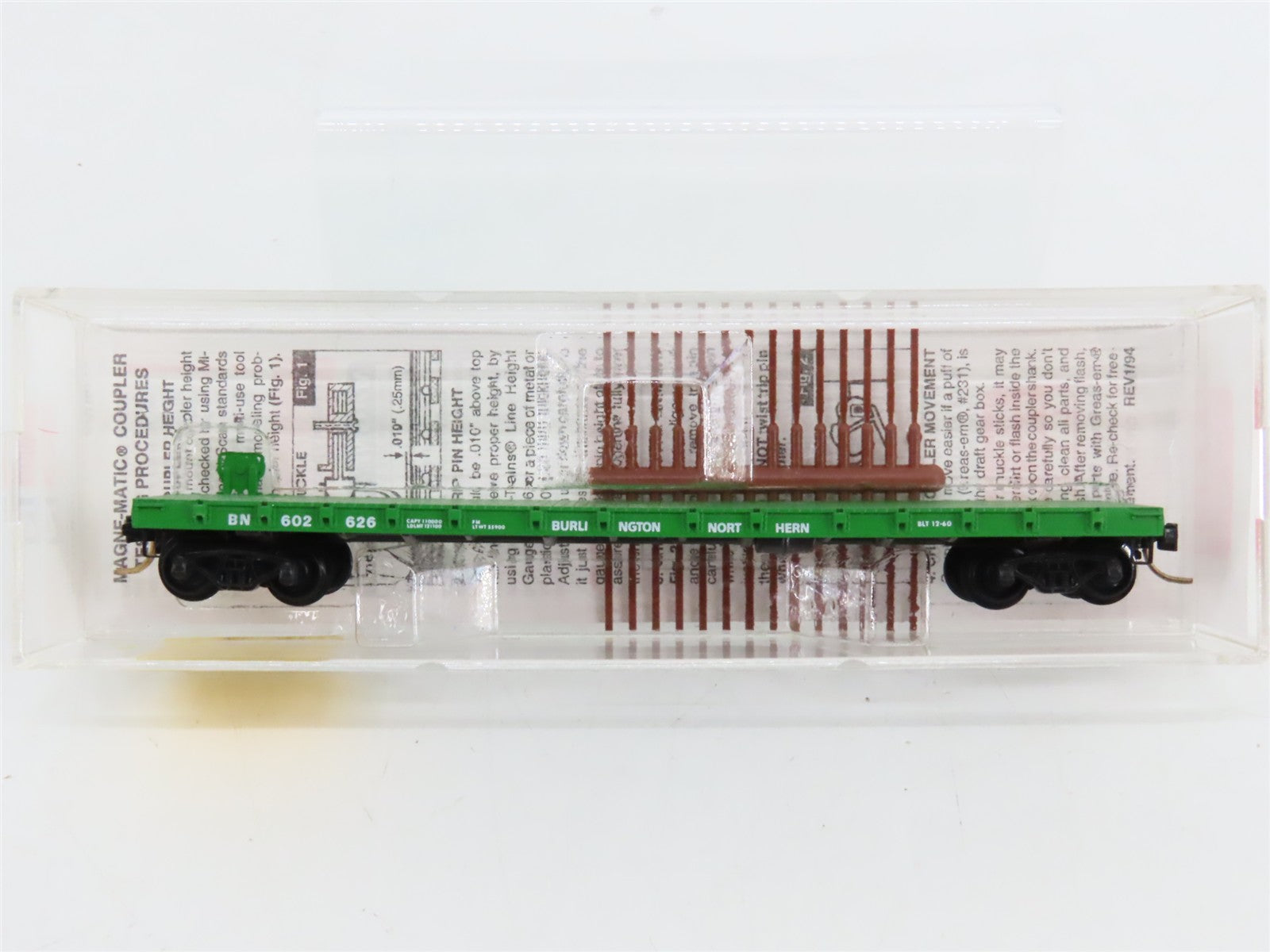 N Scale Micro-Trains 44070 BN Burlington Northern 50' Flat Car 602626 RTR