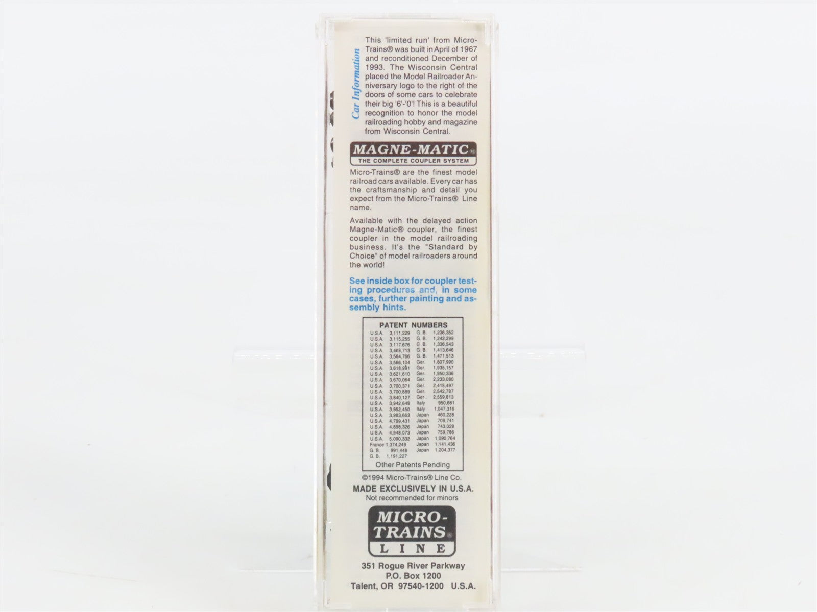 N Scale Micro-Trains 27210 WC Wisconsin Central 50' Rib Side Box Car 26173 RTR
