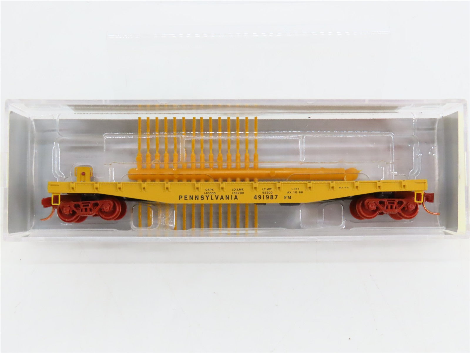 N Scale Micro-Trains NSEMTL11-79 Pennsylvania 50' Flat Car with Load of Rail RTR