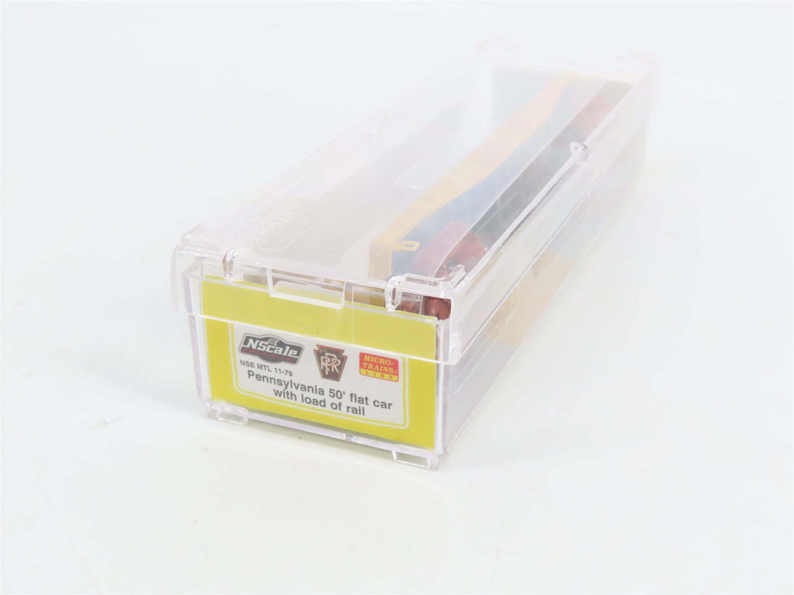 N Scale Micro-Trains NSEMTL11-79 Pennsylvania 50' Flat Car with Load of Rail RTR