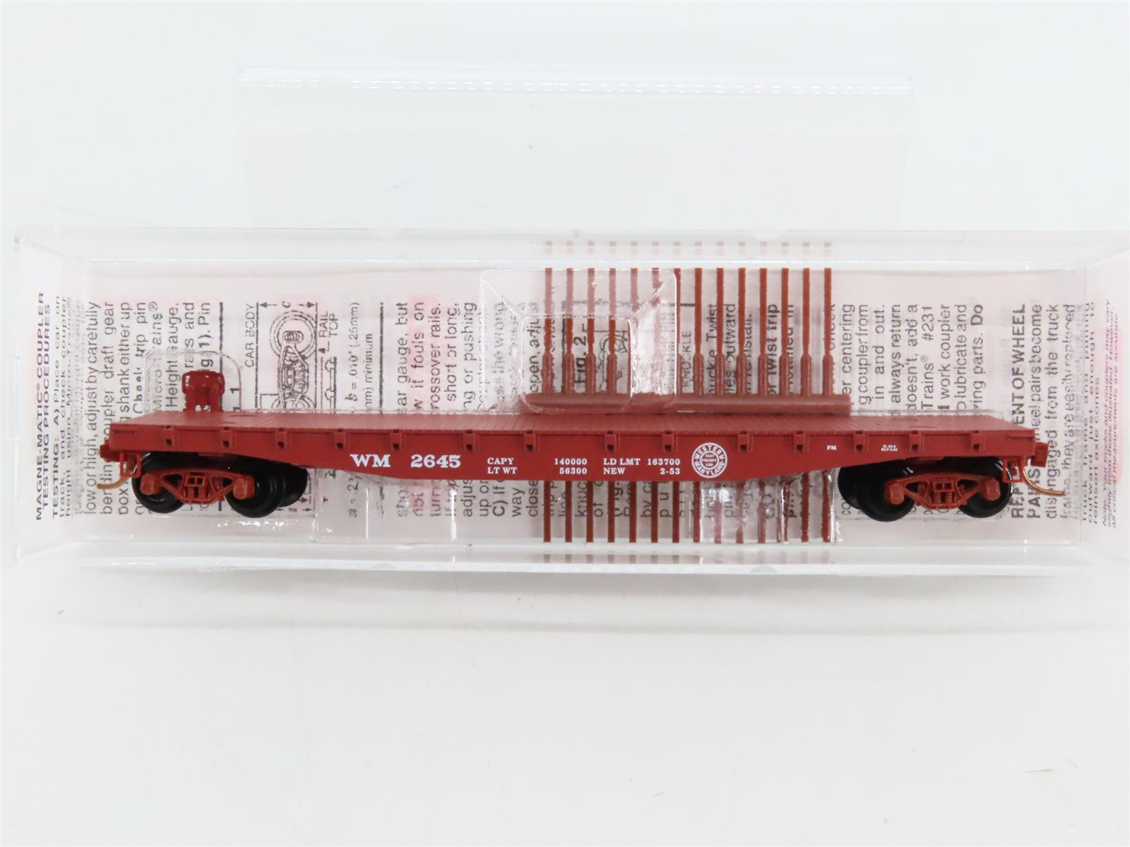 N Scale Micro-Trains MTL 45160 WM Western Maryland 50' Flat Car 2645 RTR