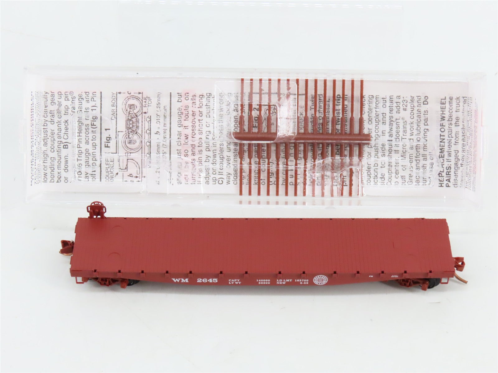 N Scale Micro-Trains MTL 45160 WM Western Maryland 50' Flat Car 2645 RTR