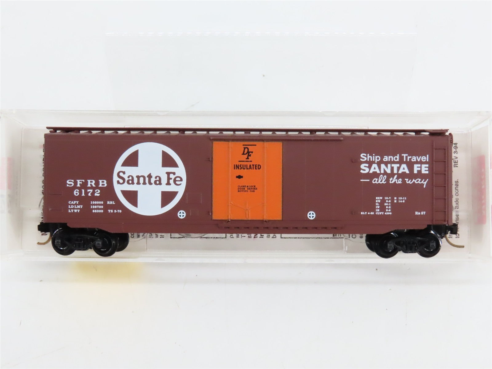 N Scale Micro-Trains MTL 32050/3 SFRB Santa Fe 50' Plug Door Box Car 6172 RTR