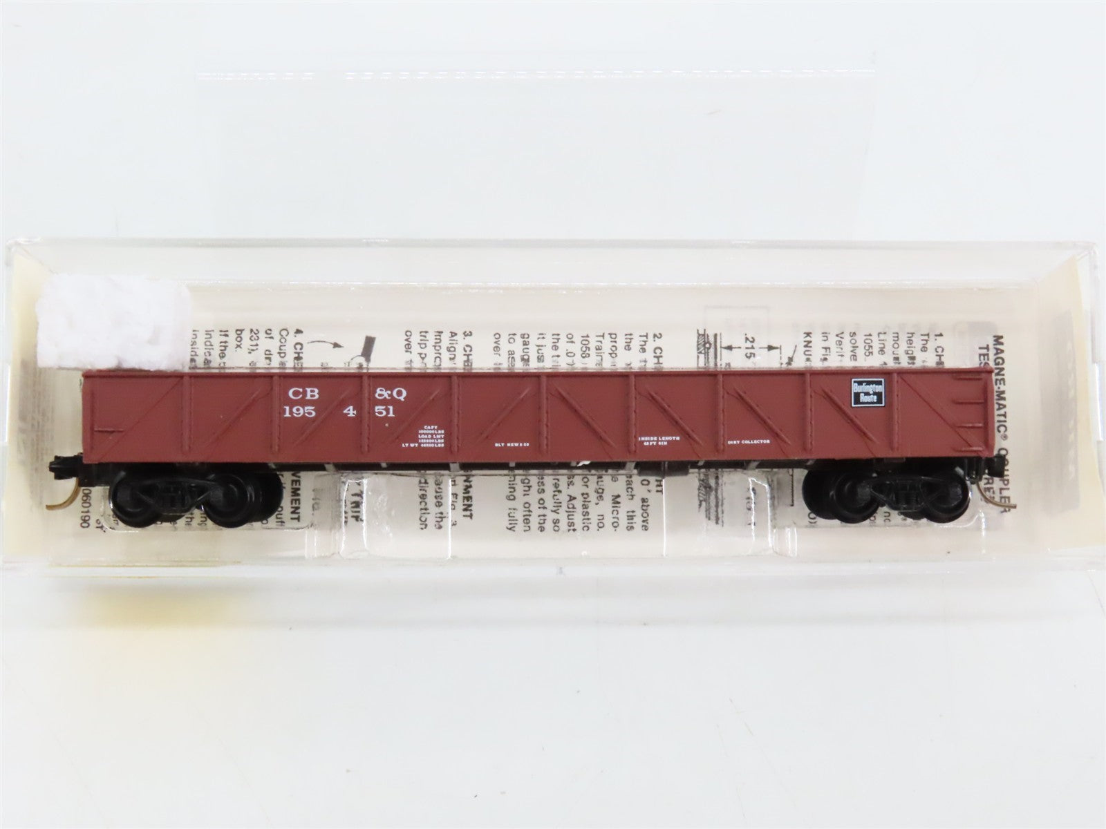 N Scale Micro-Trains MTL 60020 CB&Q Burlington Route 50' Gondola #195451