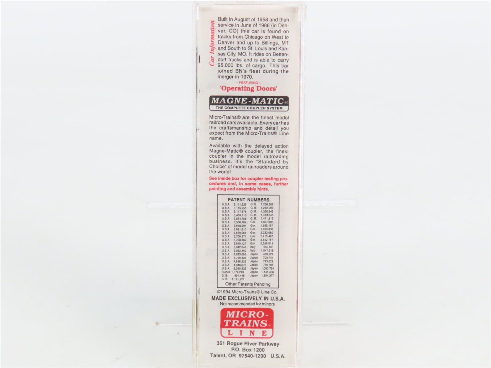 N Scale Micro-Trains MTL 31260 C&S Chicago, Burlington & Quincy 50' Box Car RTR