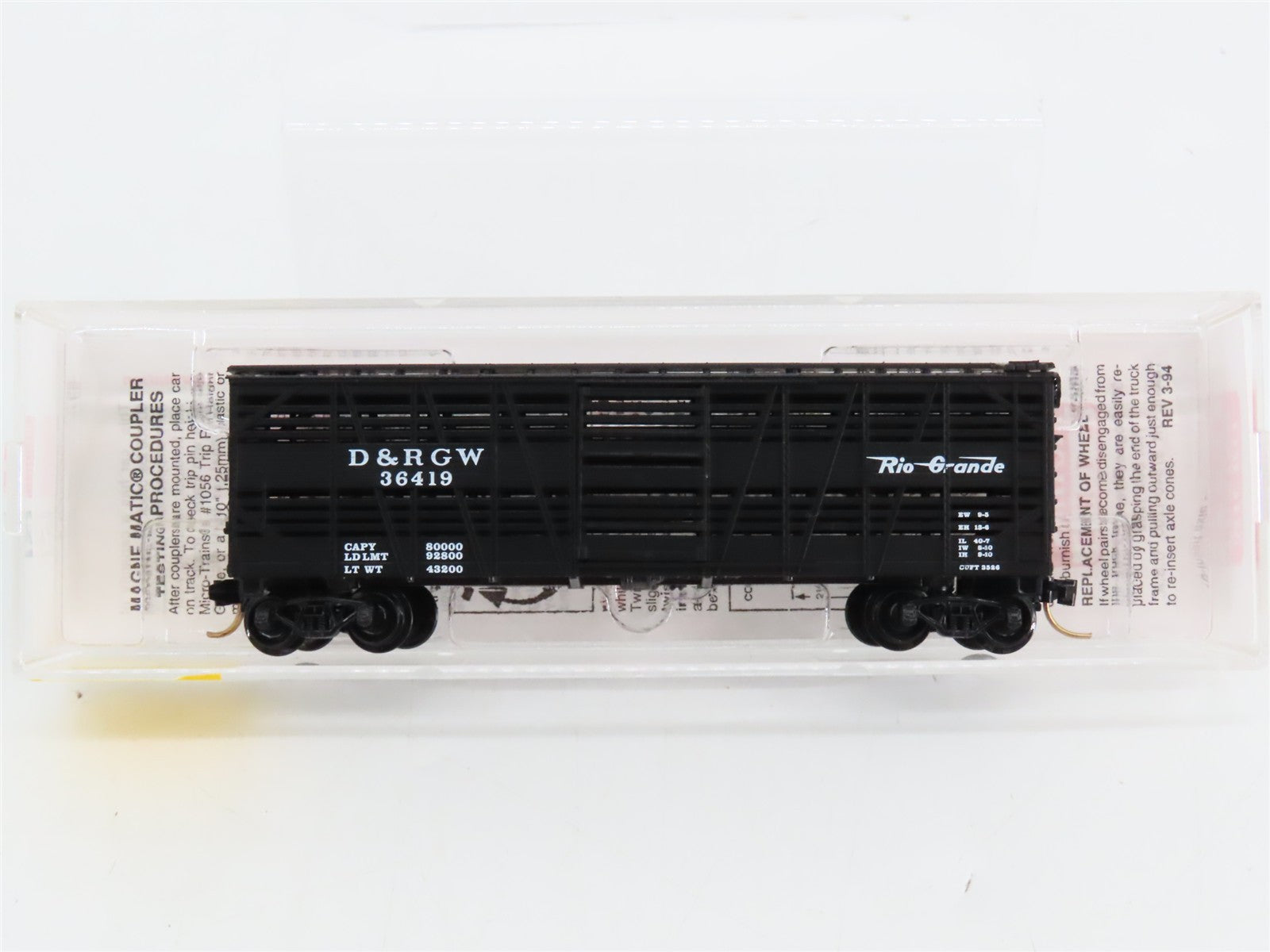 N Scale Micro-Trains MTL 35090 Denver & Rio Grande Western Stock/Cattle Car RTR