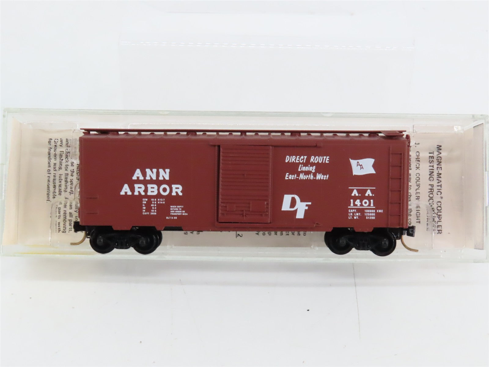 N Scale Micro-Trains MTL 20690 AA Ann Arbor 40' Single Door Box Car 1401 RTR