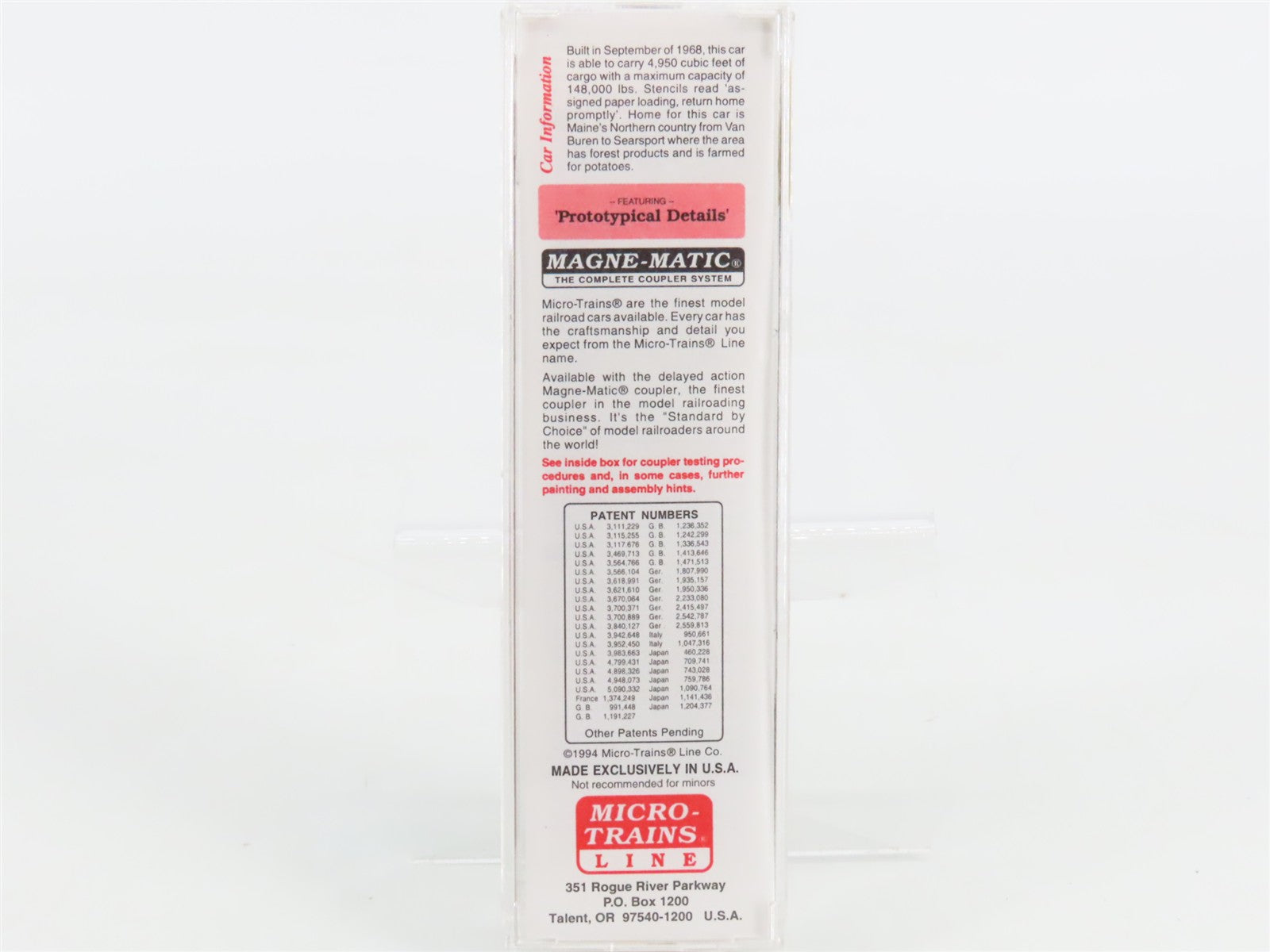N Scale Micro-Trains MTL 38140 BAR Bangor & Aroostook 50' Box Car 6630 RTR