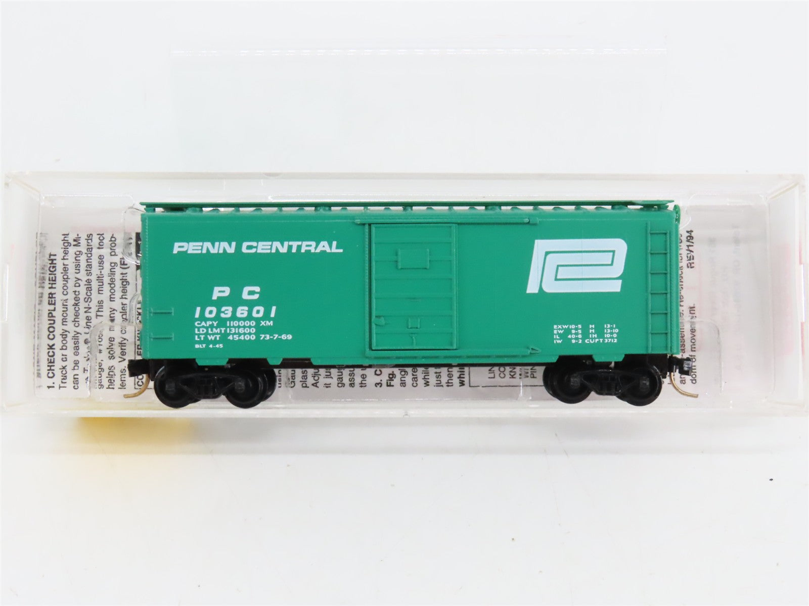 N Scale Micro-Trains MTL 20160 PC Penn Central 40' Box Car 103601 RTR