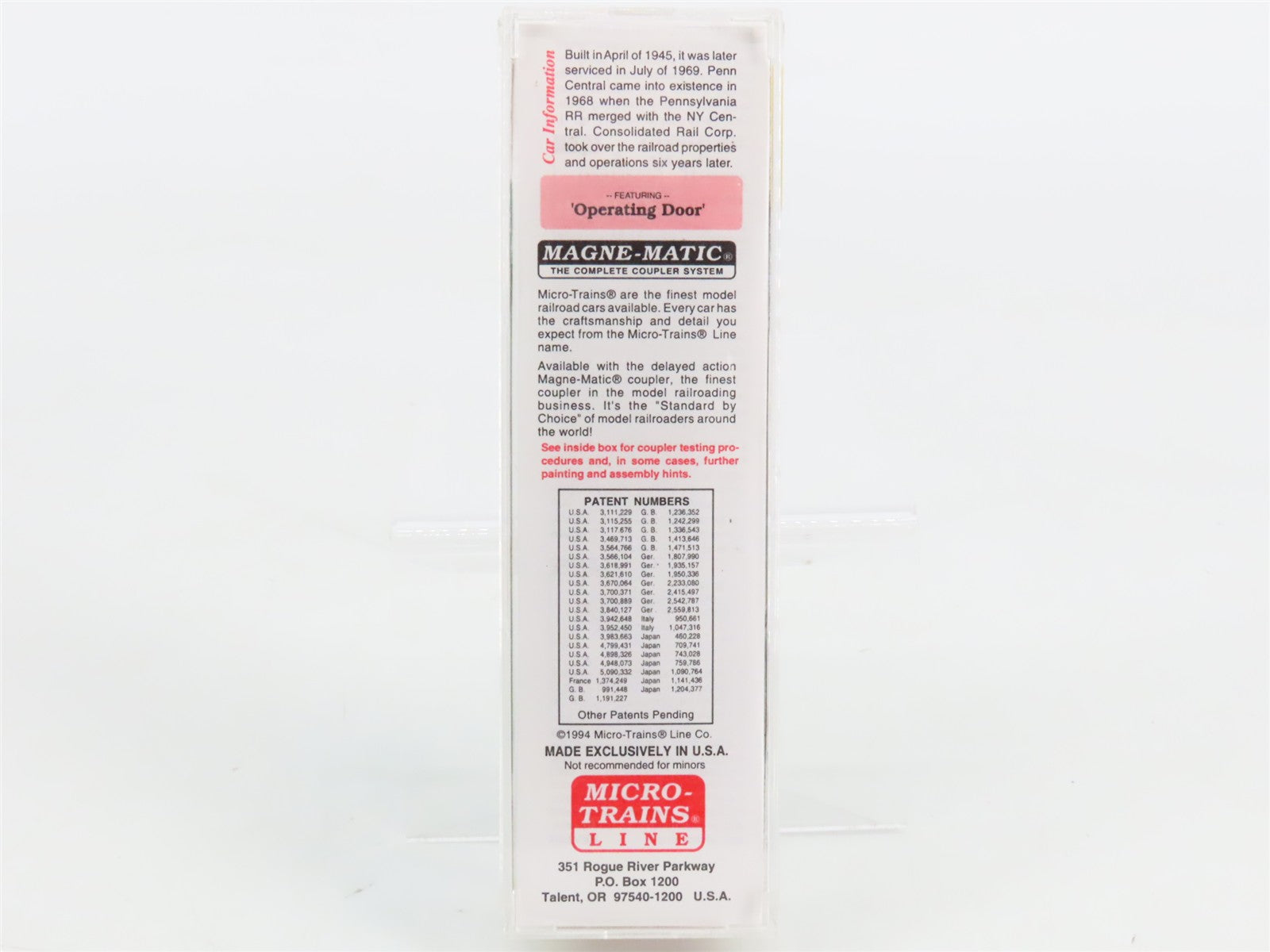 N Scale Micro-Trains MTL 20160 PC Penn Central 40' Box Car 103601 RTR