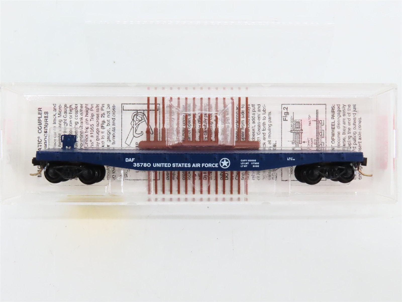 N Scale Micro-Trains MTL 45190 DAF U.S. Air Force 50' Flat Car 35780 RTR