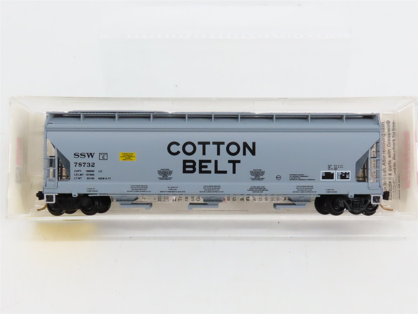 N Scale Micro-Trains MTL 94010 SSW Cotton Belt 3-Bay Covered Hopper 78732 RTR