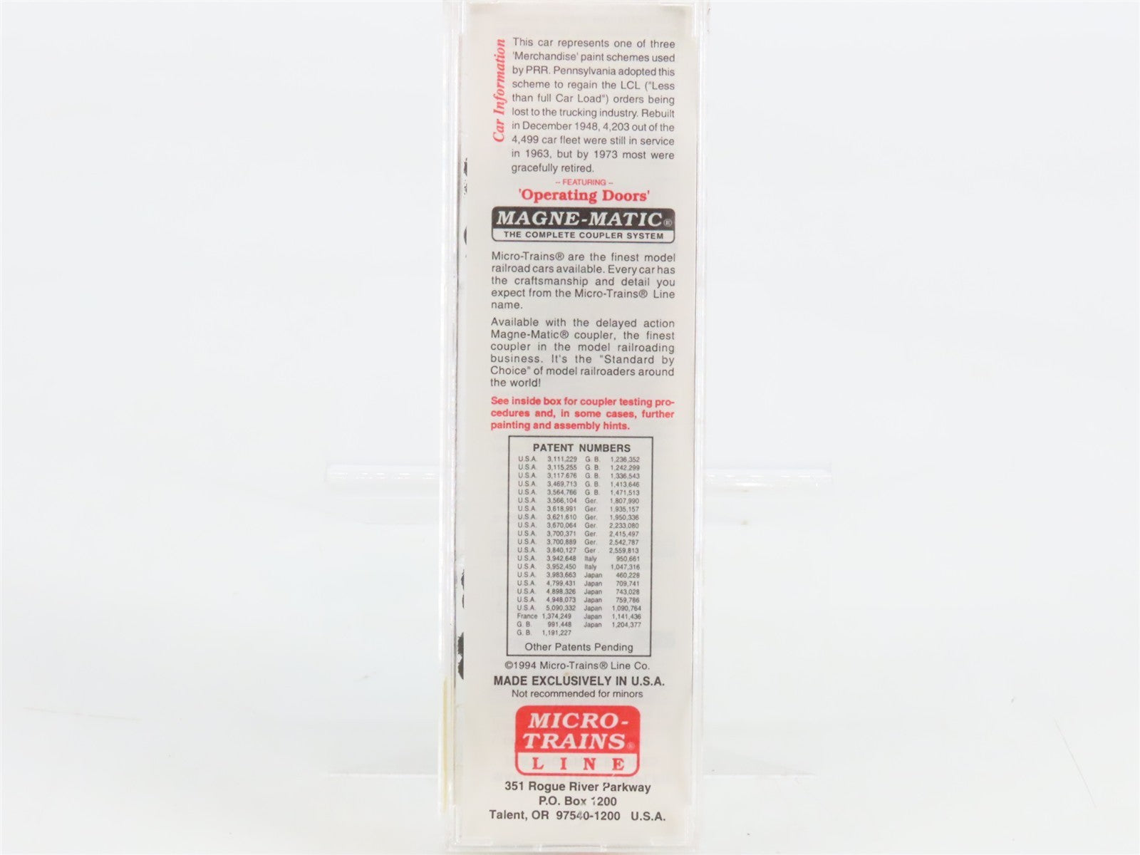 N Micro-Trains MTL 20066 PRR Pennsylvania Merchandise Service 40' Boxcar #30902