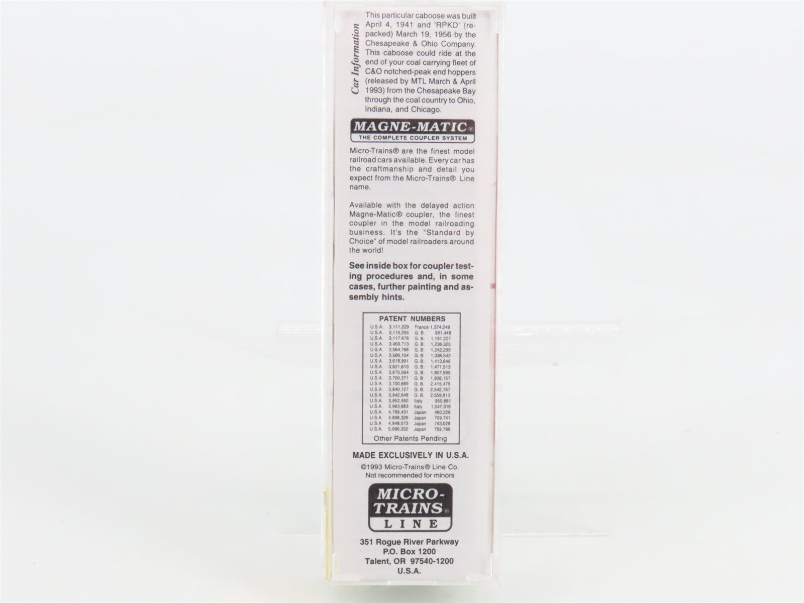 N Scale Micro-Trains MTL 50190 Chesapeake & Ohio 34' Wood Sheathed Caboose RTR