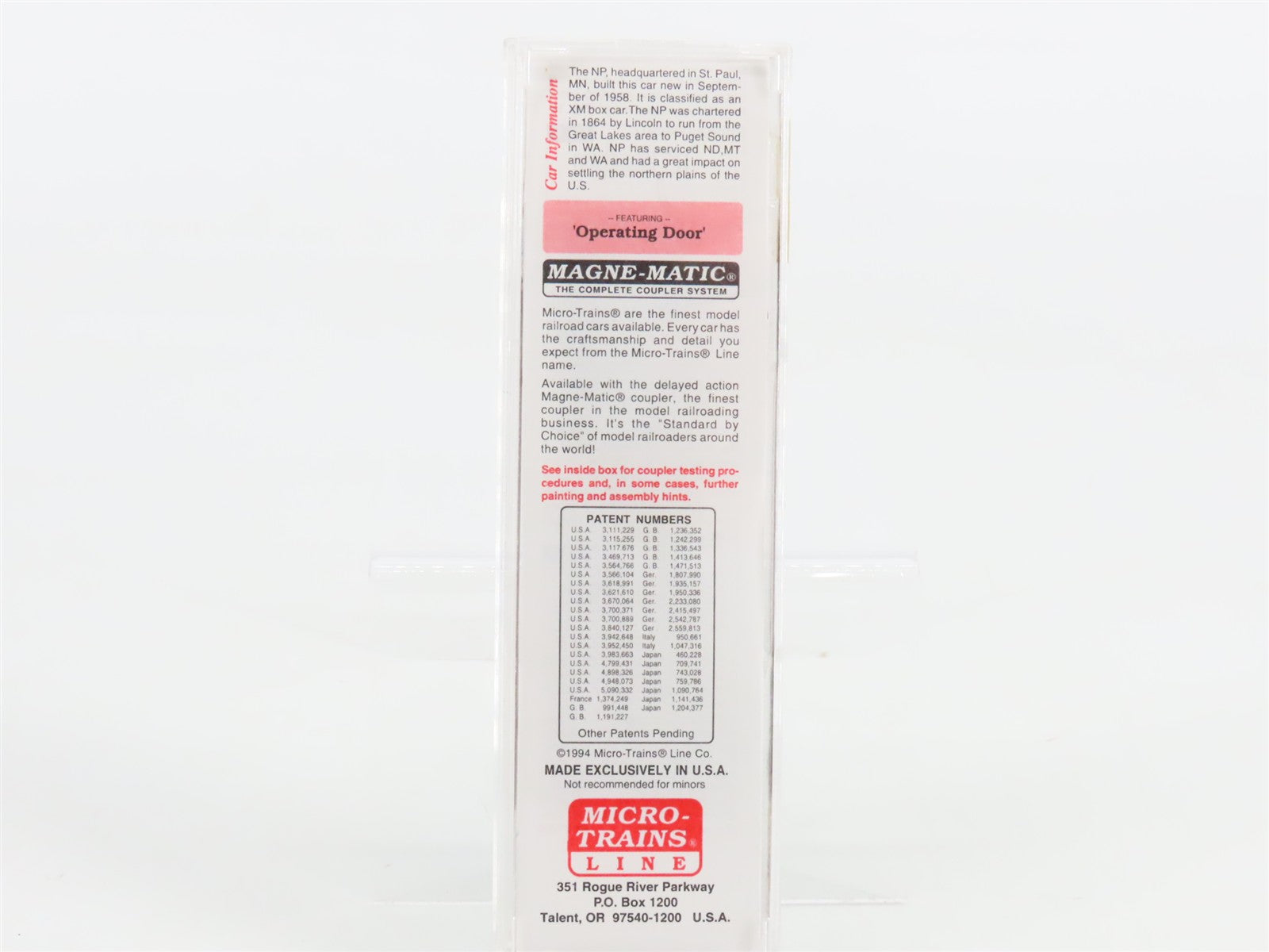 N Scale Micro-Trains MTL 22040 NP Northern Pacific 40' Box Car 8345 RTR