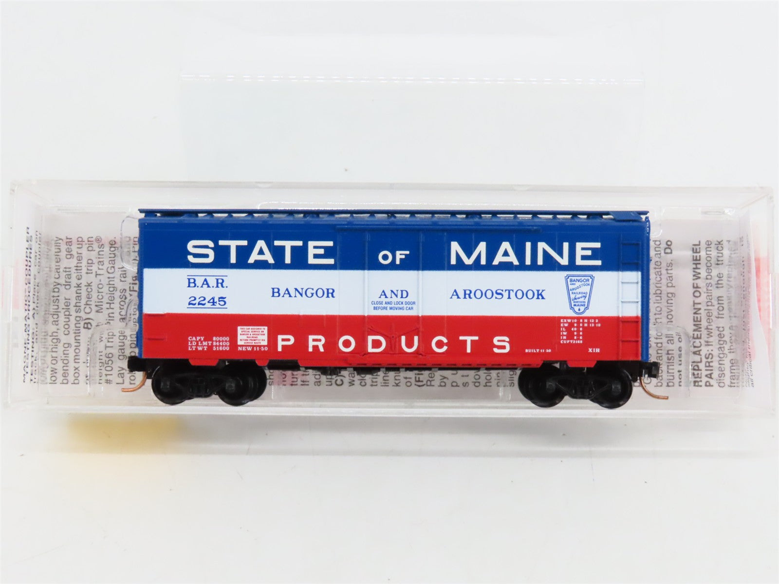 N Scale Micro-Trains MTL 21020 BAR Bangor & Aroostook 40' Plug Door Box Car RTR
