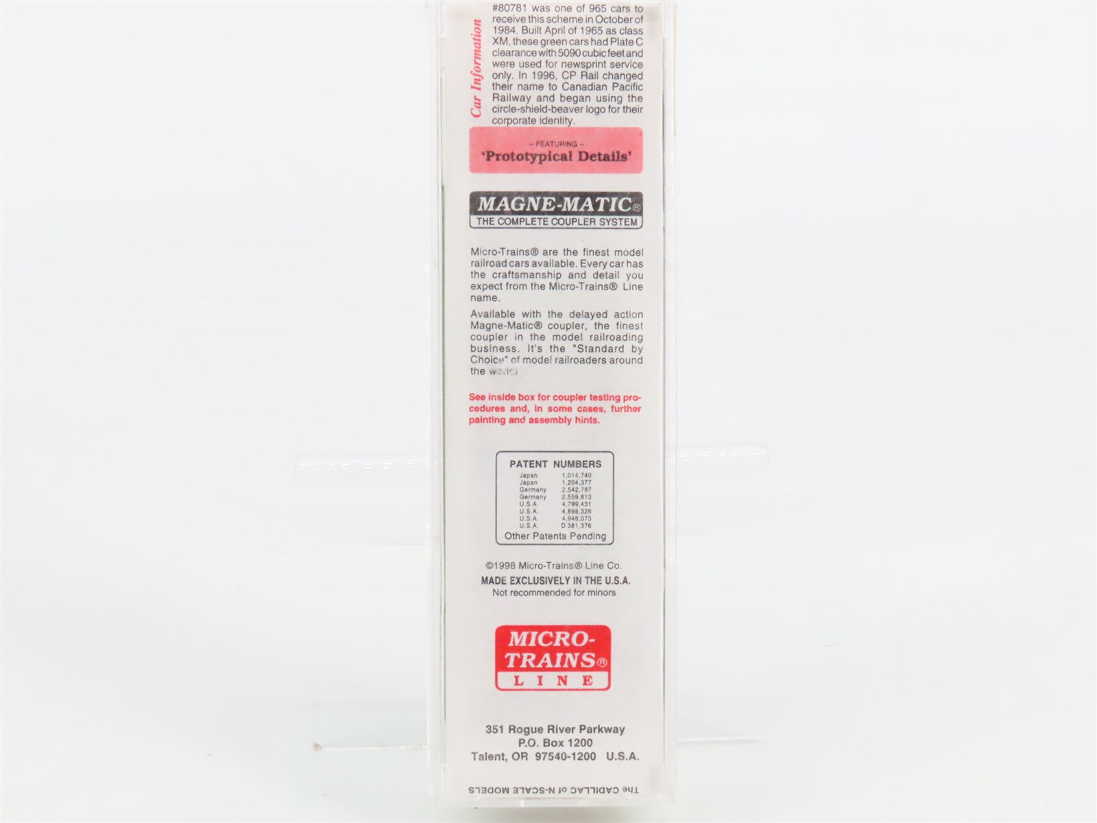 N Scale Micro-Trains MTL 38250 CP Canadian Pacific 50' Box Car 80781 RTR