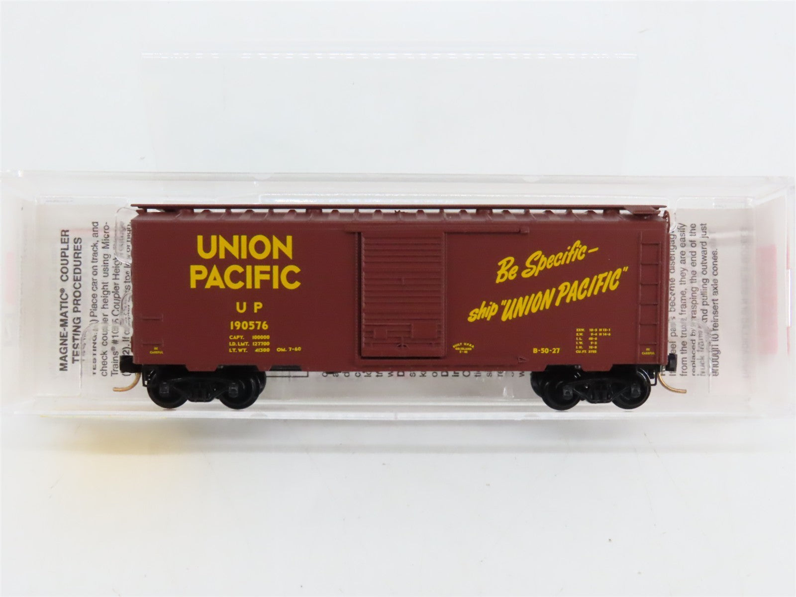 N Scale Micro-Trains MTL 20070 UP Union Pacific 40' Single Door Box Car #190576