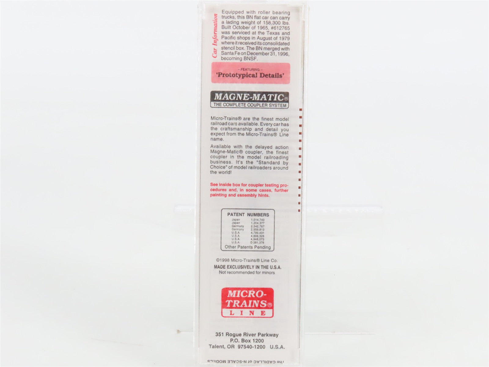 N Scale Micro-Trains MTL 45200 BN Burlington Northern 50' Flat Car 612765 RTR