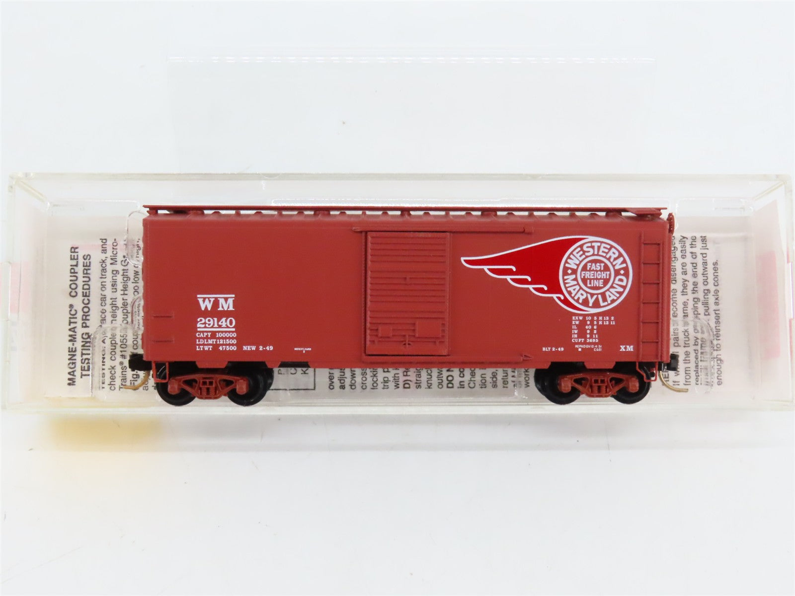 N Scale Micro-Trains MTL 20396 WM Western Maryland 40' Single Door Box Car RTR