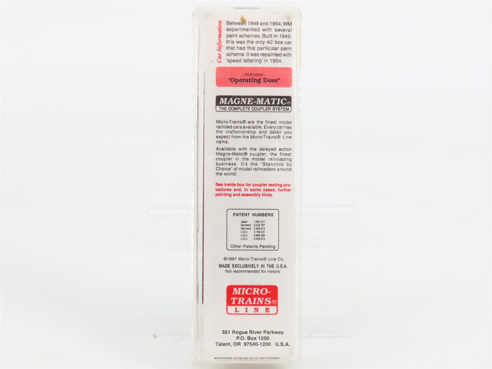 N Scale Micro-Trains MTL 20396 WM Western Maryland 40' Single Door Box Car RTR