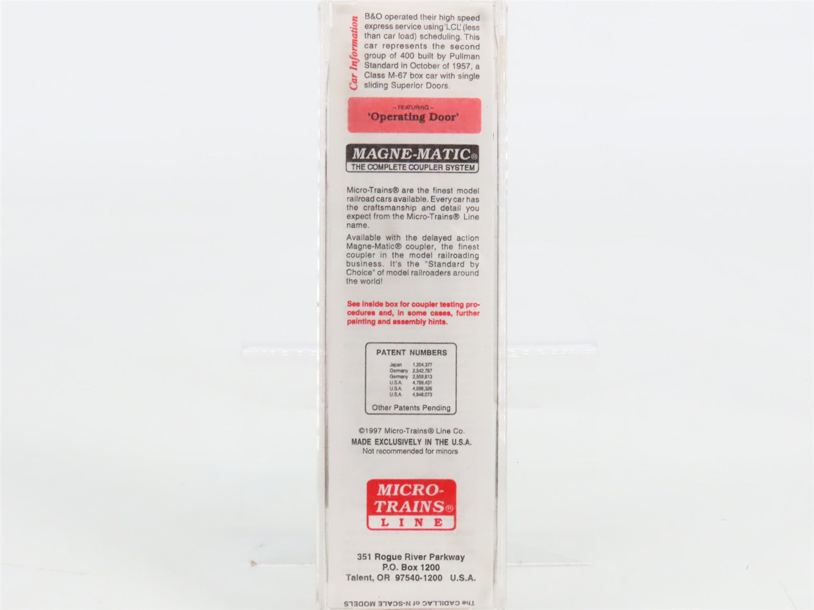N Scale Micro-Trains MTL 20346/2 B&O Baltimore & Ohio 40' Box Car 470751 RTR