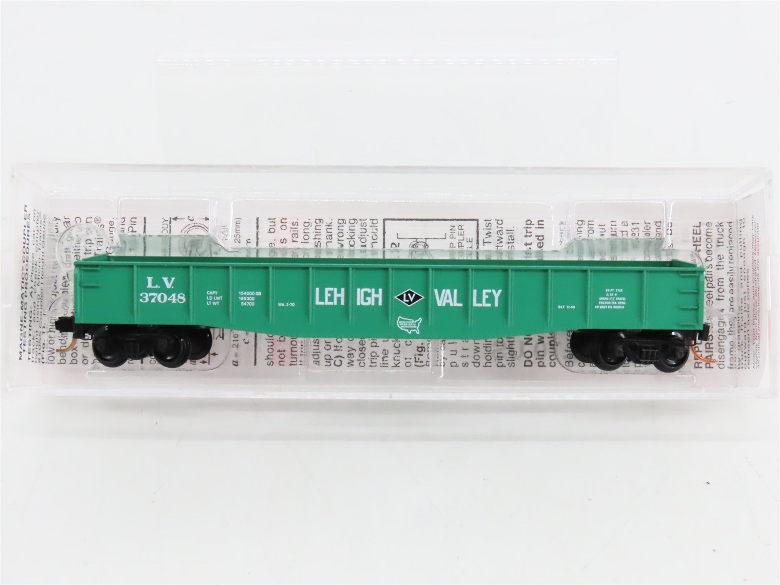 N Scale Micro-Trains MTL 46380 Lehigh Valley 50' Fishbelly Drop End Gondola RTR