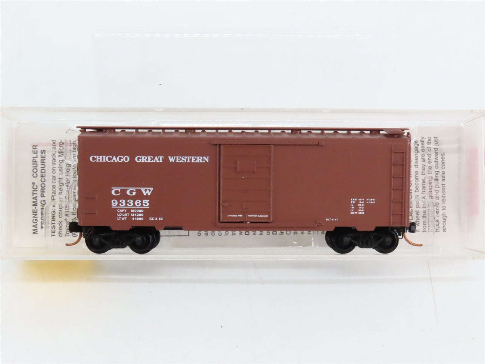 N Scale Micro-Trains MTL 20466 CGW Chicago Great Western 40' Box Car 93365 RTR